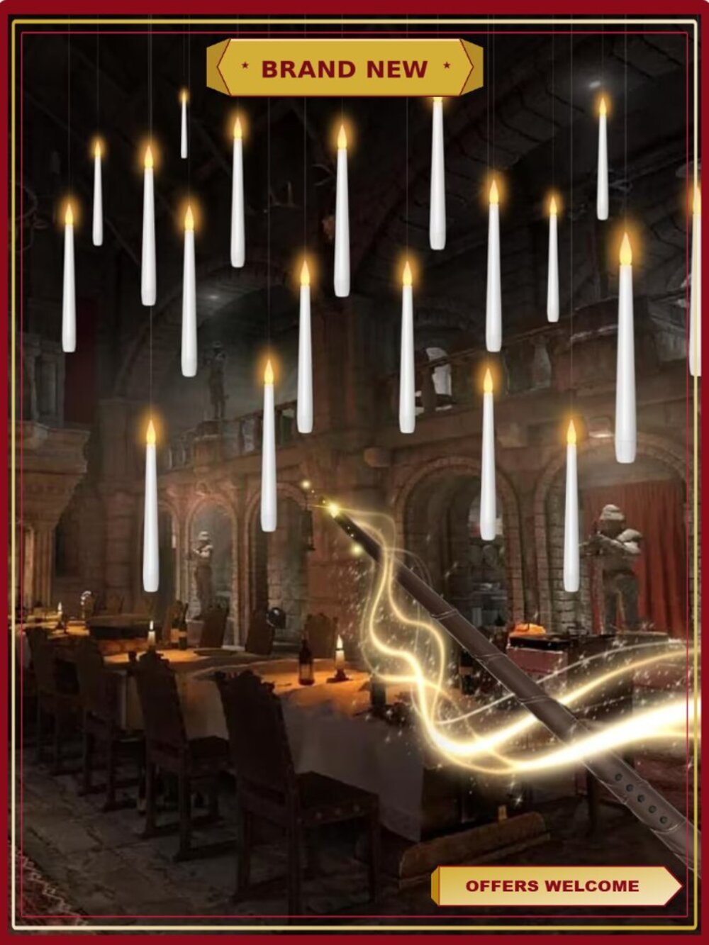 Floating Flameless LED Taper Candles Magic Wand Remote 20 Pack Timer Decor